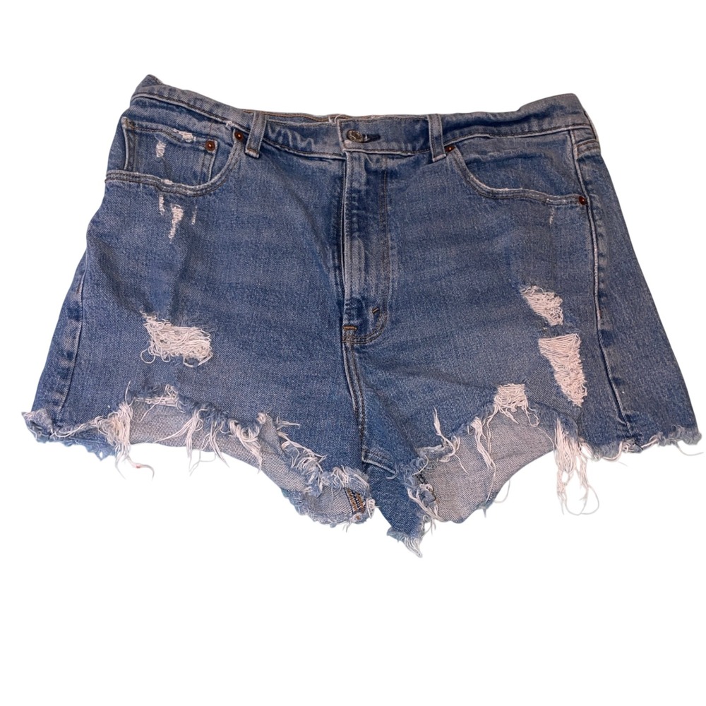 Abercrombie & Fitch Y2K Mom Shorts Womens 31/12 Blue Distressed High Rise Boho